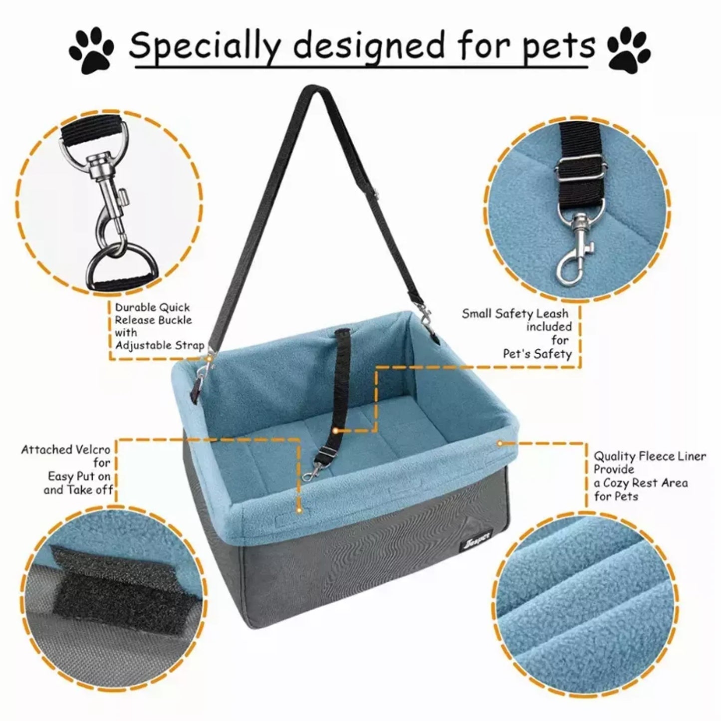 JESPET Dog Car Booster Seat (Up to 24 lbs)