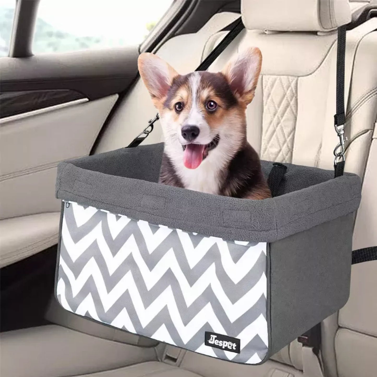 JESPET Dog Car Booster Seat (Up to 24 lbs)