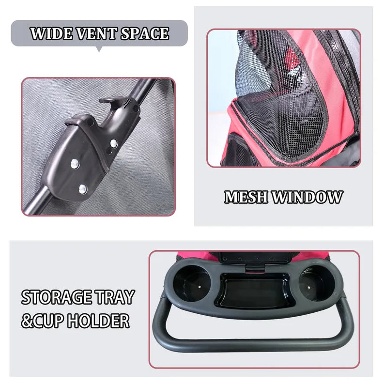 GOOPAWS 4-Wheel Foldable Pet Stroller for Dogs & Cats