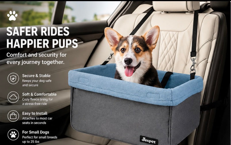 JESPET Dog Car Booster Seat (Up to 24 lbs)