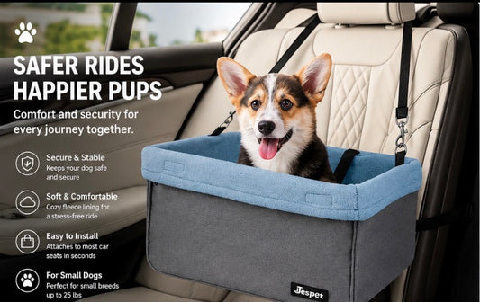JESPET Dog Car Booster Seat (Up to 24 lbs)