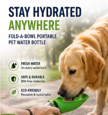 Fold-A-Bowl - Portable Pet Water Bottle and Bowl