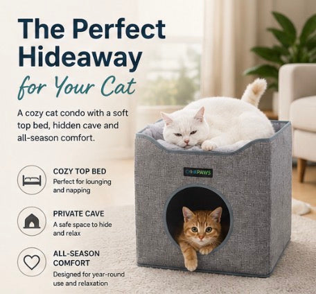 JESPET Foldable Cat Condo & Cave Bed