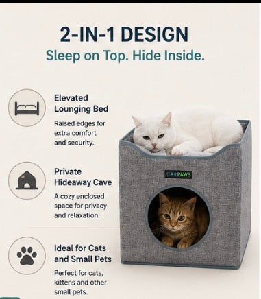JESPET Foldable Cat Condo & Cave Bed
