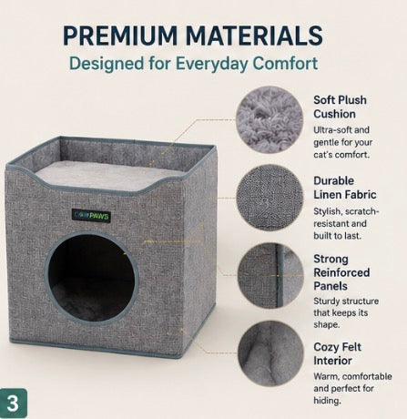 JESPET Foldable Cat Condo & Cave Bed